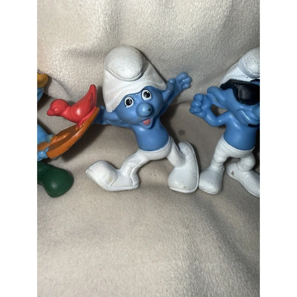 Lot 3 Smurfs 2013 McDonalds Happy Meal Toy Clumsy Smooth Farmer Miniature PVC